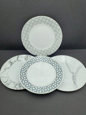 Corelle Gray & White Mix & Match Dinner Plates NWOT Grey White Plates